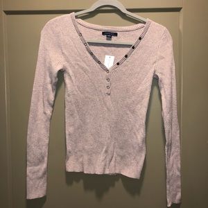 AE Lavender Henley Sweater
